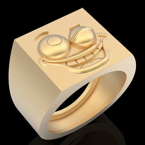 Emoji face comic ring  gold jewelry 3D printable model 3D print model