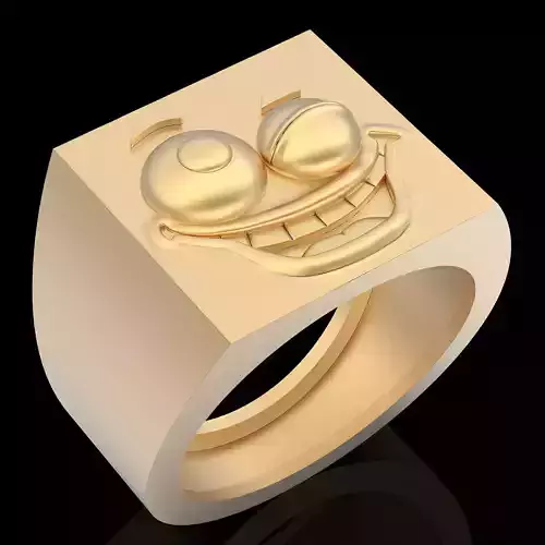 Emoji face comic ring  gold jewelry 3D printable model 3D print model