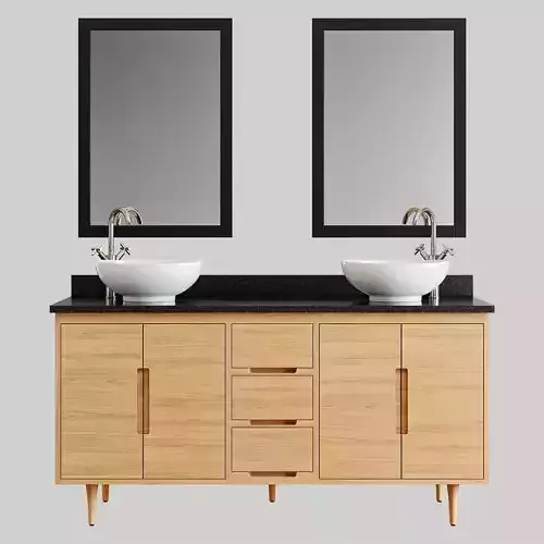 60- Bivins Teak Vessel Double Sink Vanity