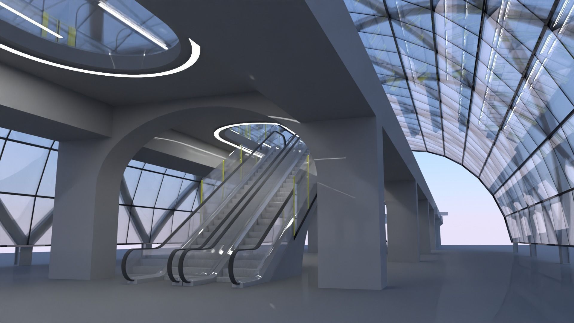 Monorail station with train 2023 II 3D model_6