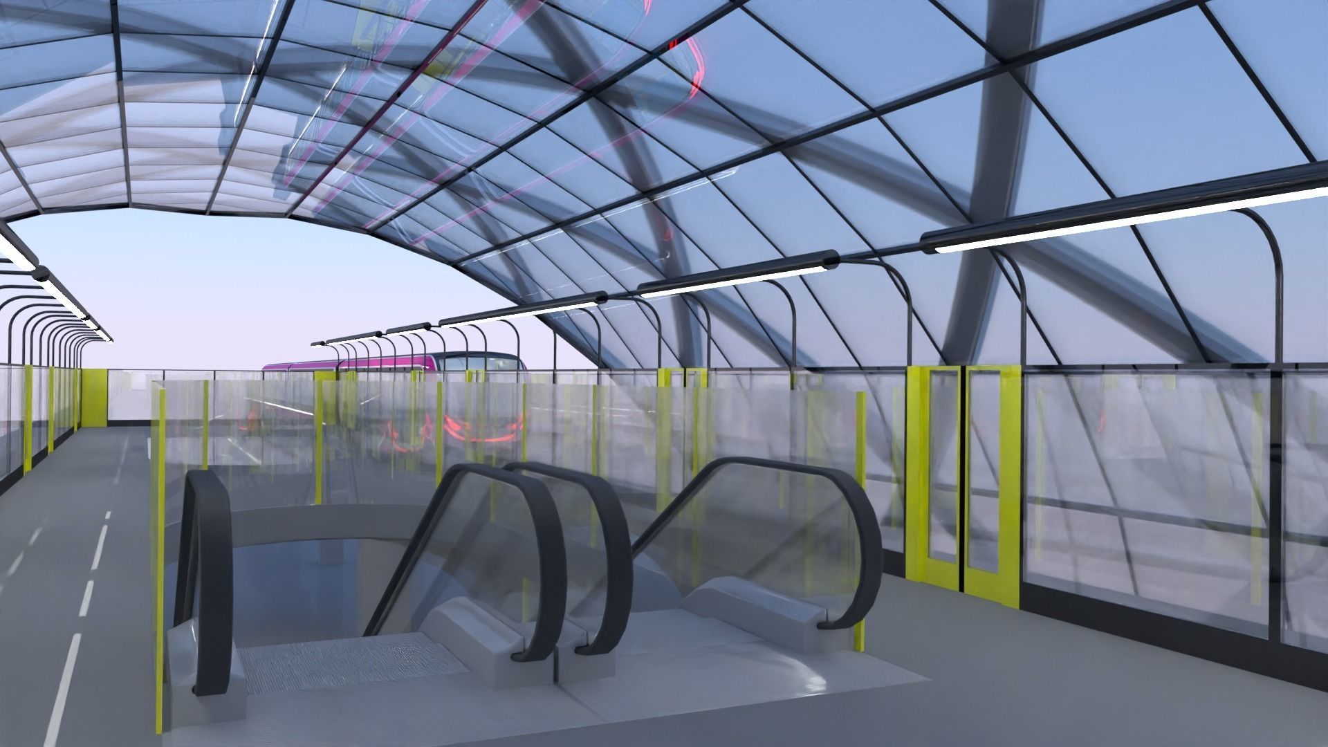 Monorail station with train 2023 II 3D model_20