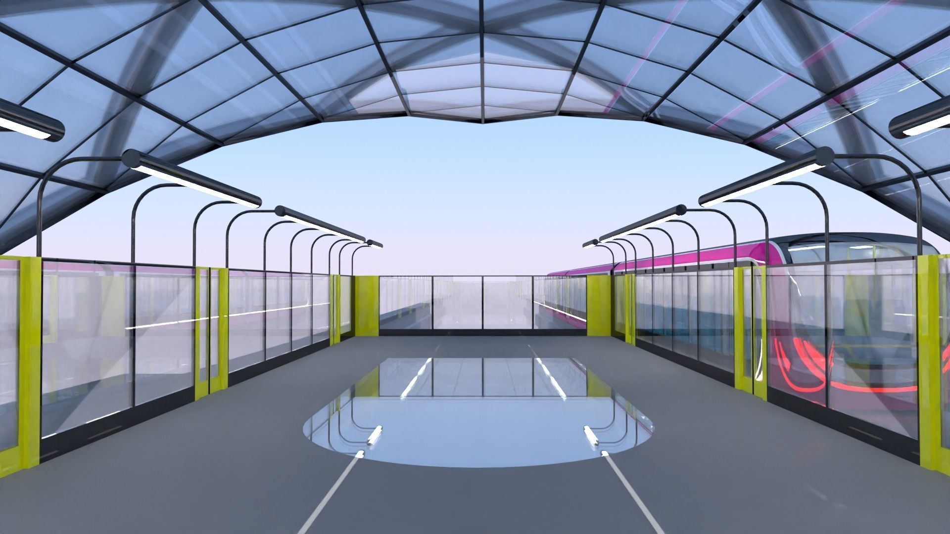 Monorail station with train 2023 II 3D model_11