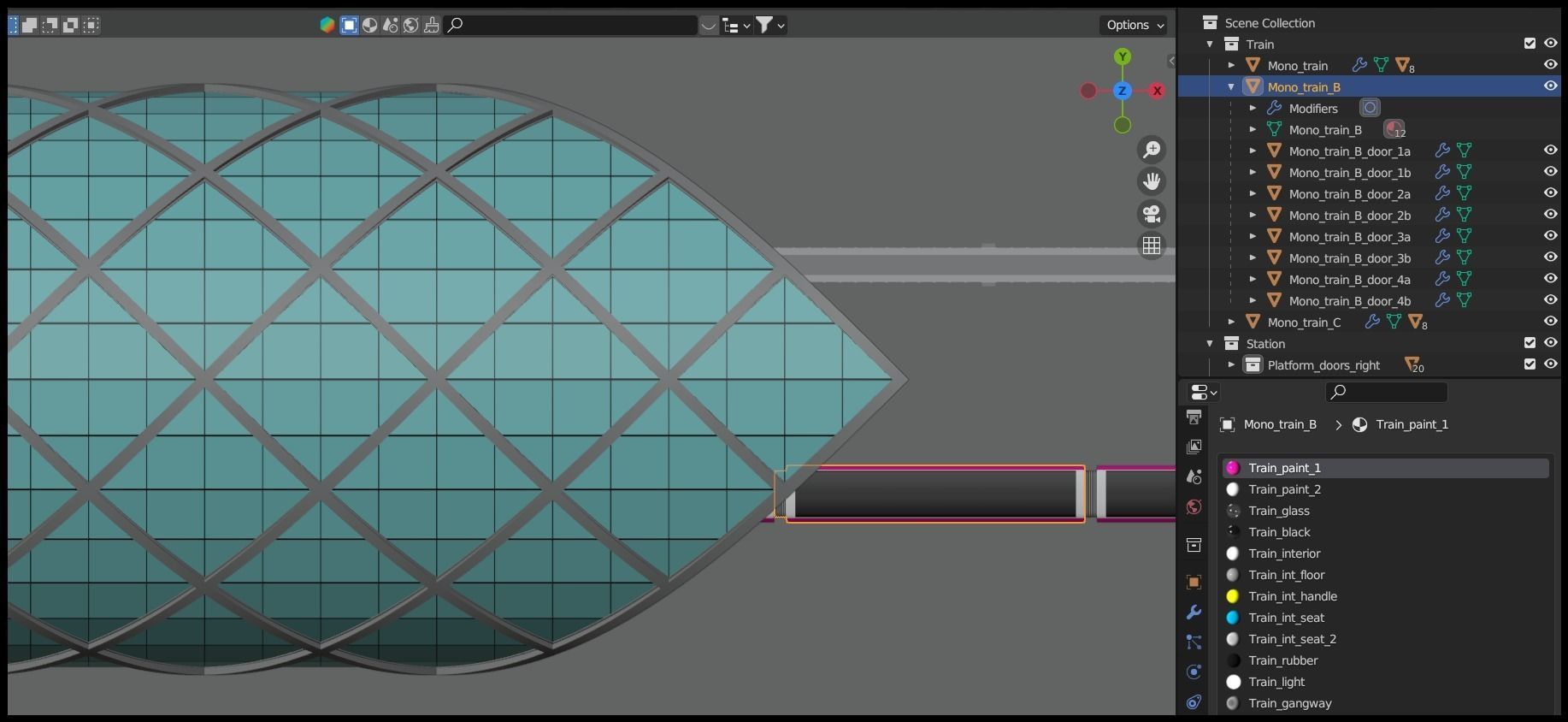 Monorail station with train 2023 II 3D model_28