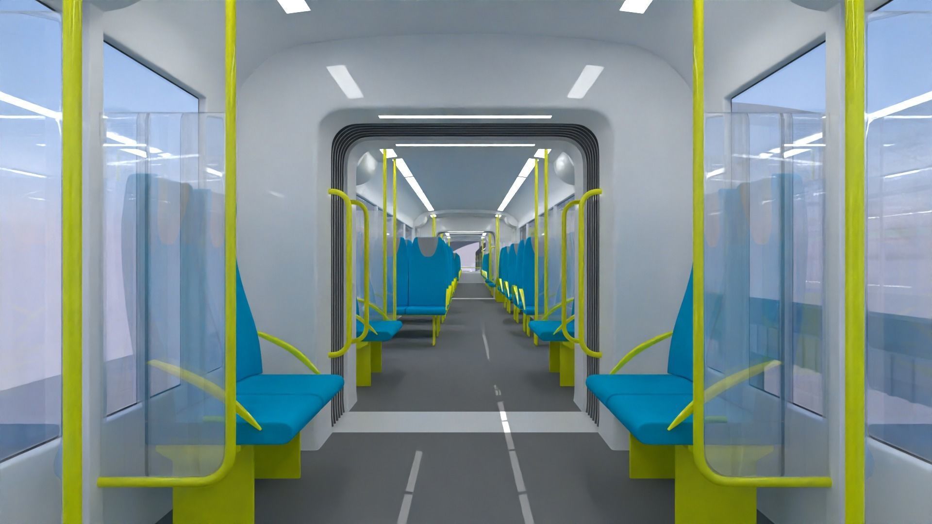 Monorail station with train 2023 II 3D model_17