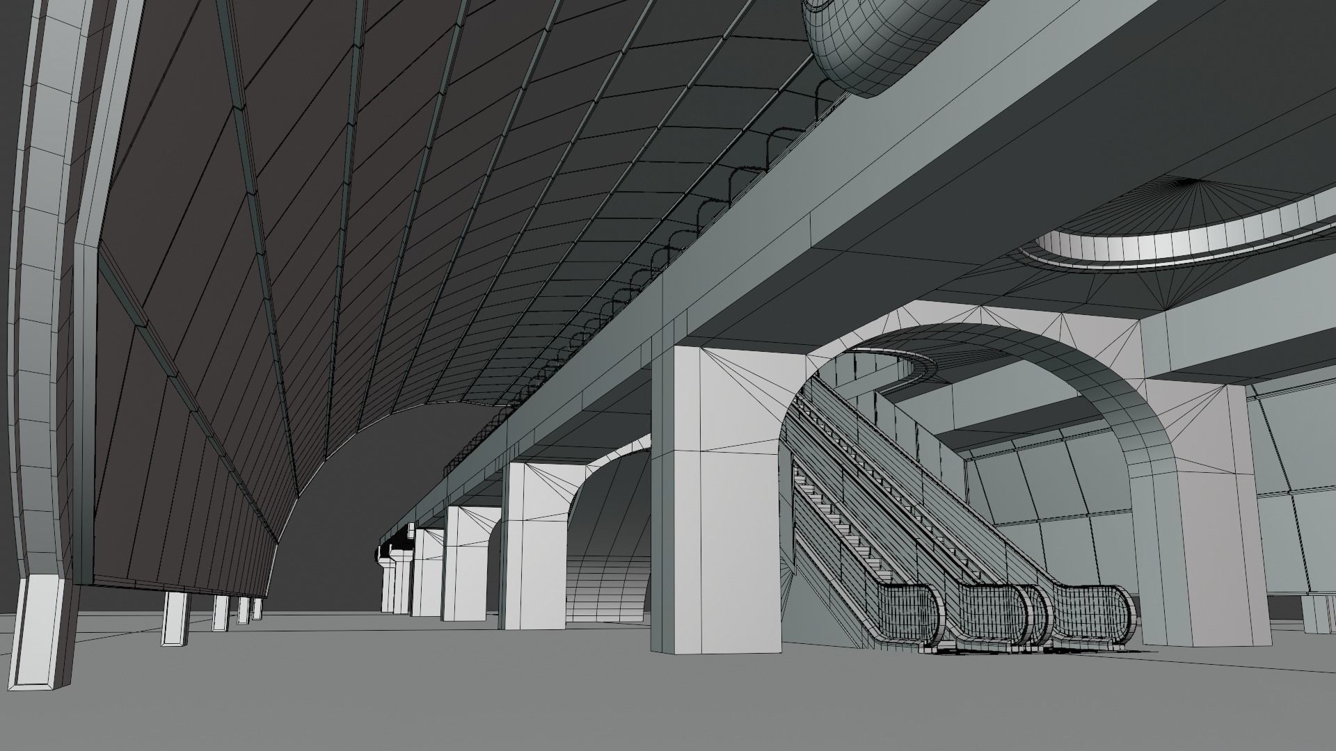 Monorail station with train 2023 II 3D model_8