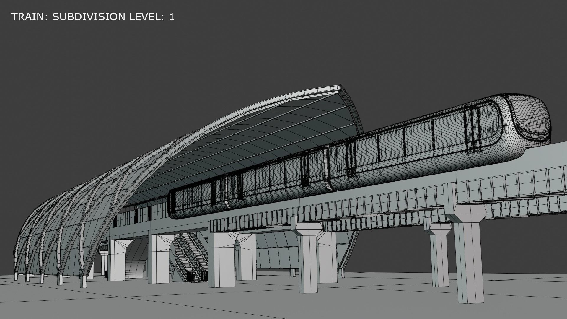 Monorail station with train 2023 II 3D model_2