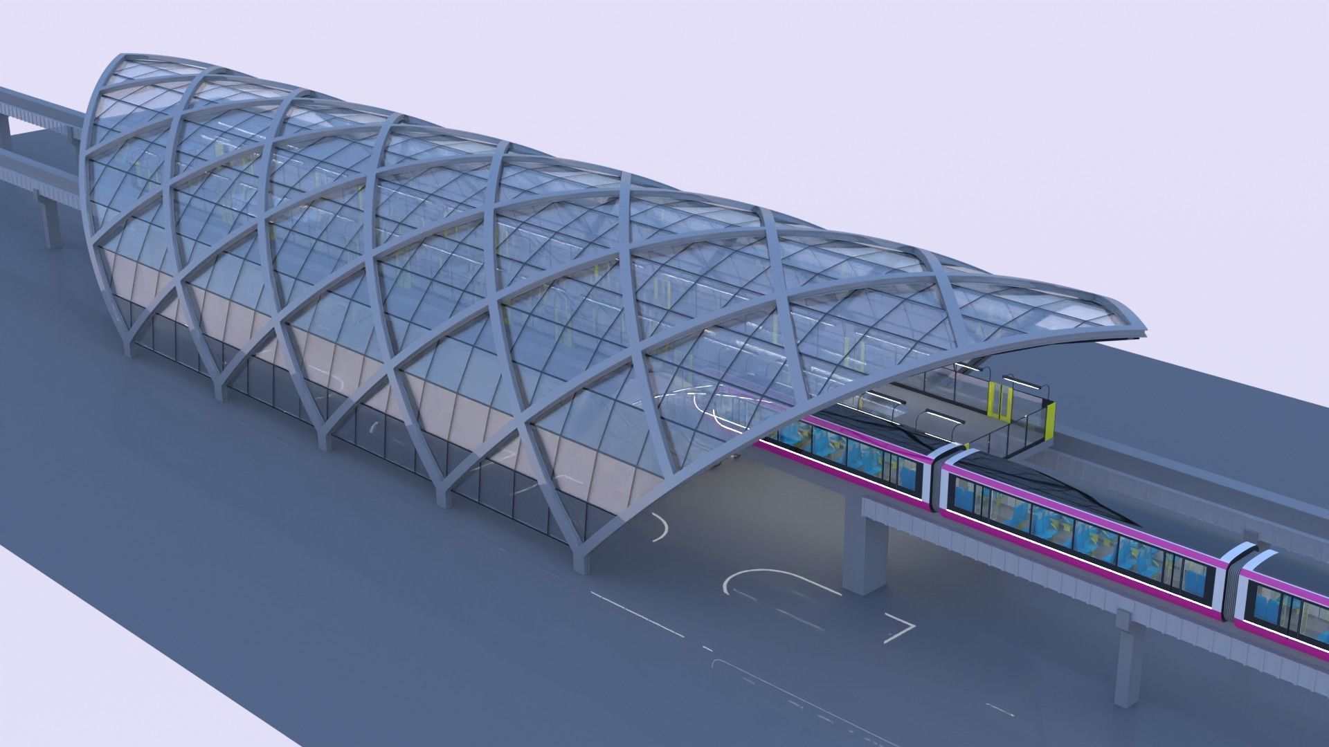 Monorail station with train 2023 II 3D model_23