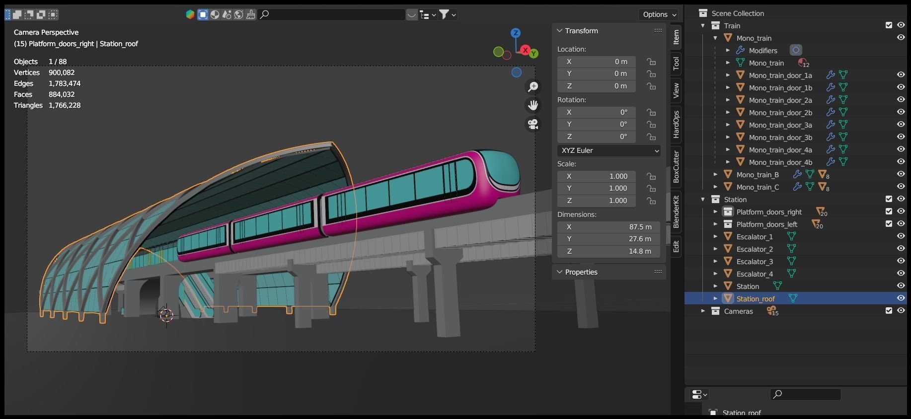 Monorail station with train 2023 II 3D model_26