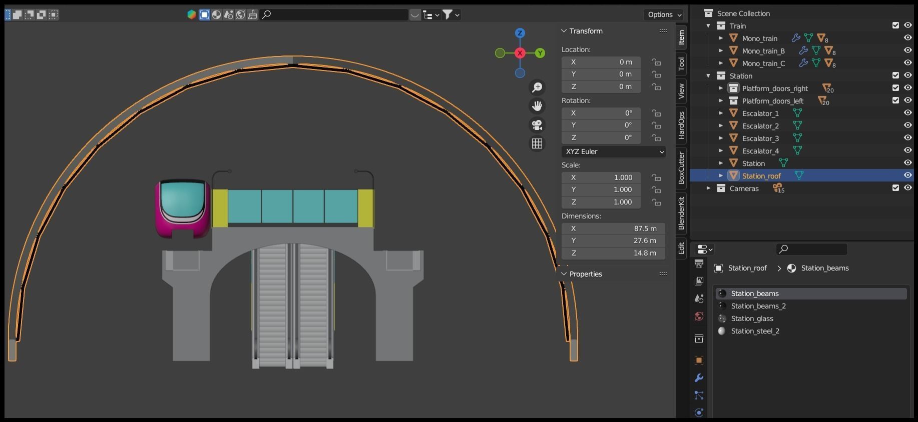 Monorail station with train 2023 II 3D model_31