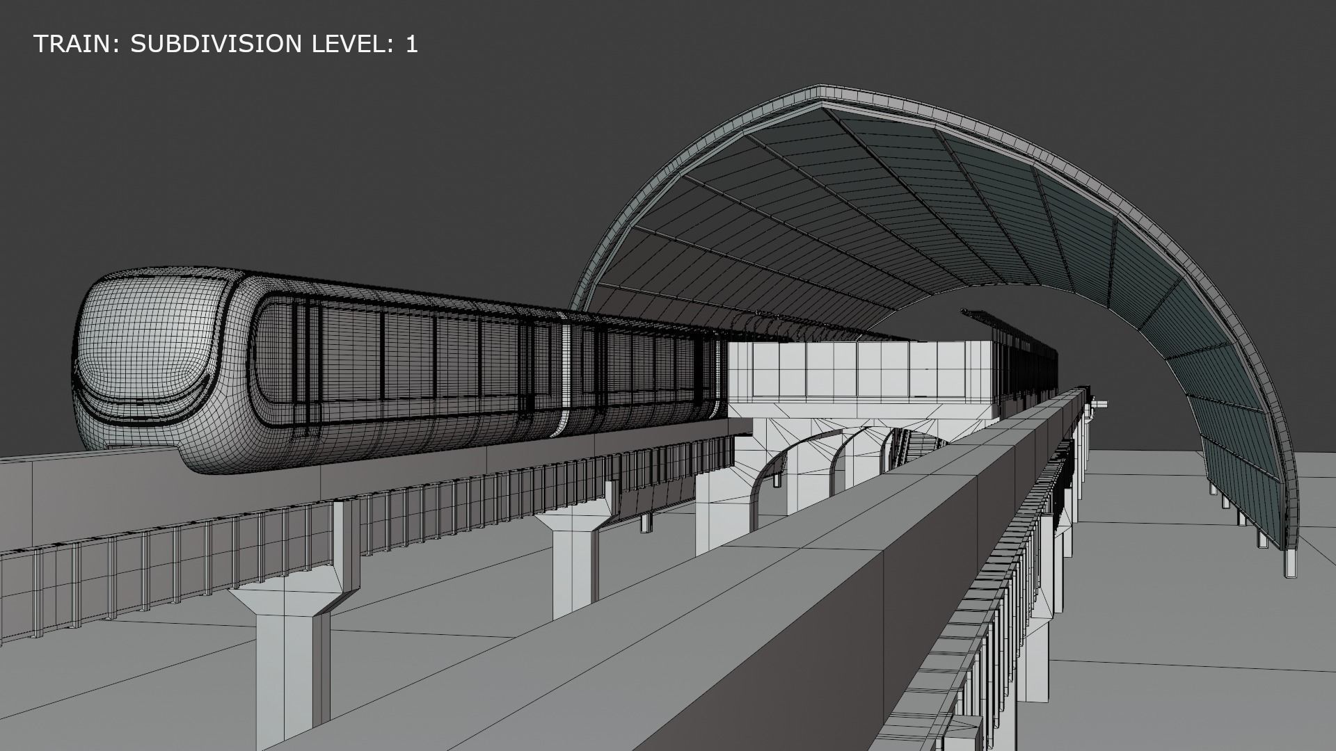 Monorail station with train 2023 II 3D model_5