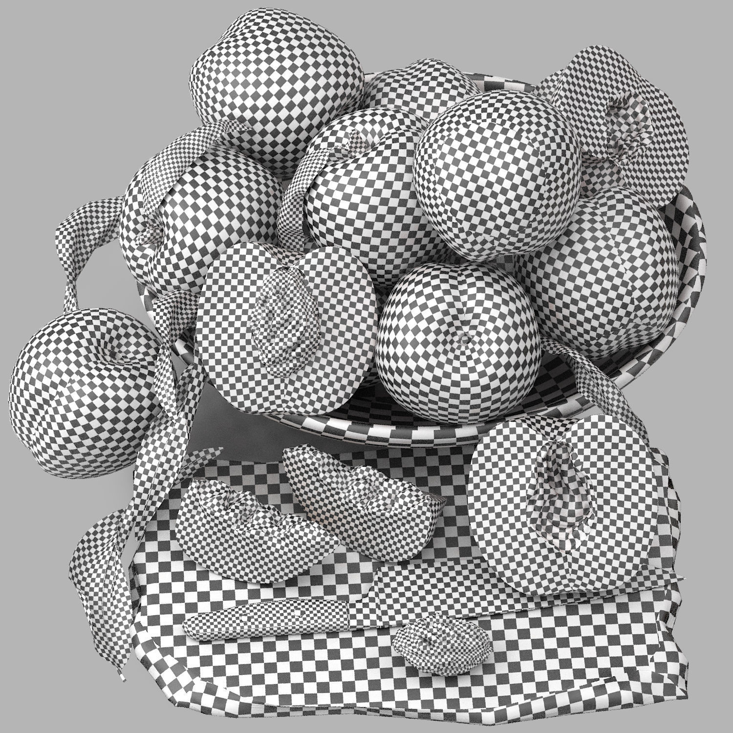 bowl of peaches fruit 3D model_5