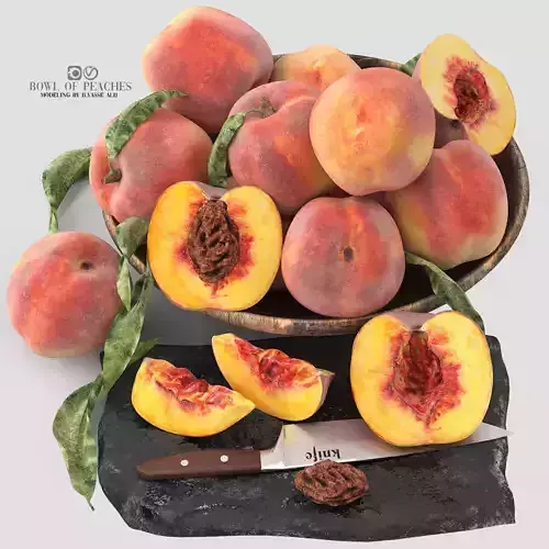 bowl of peaches fruit 3D model