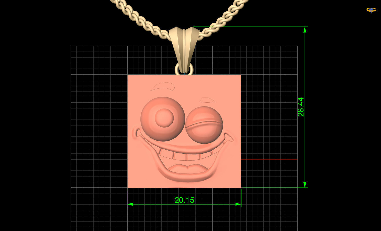 Emoji face comic pendant silver gold jewelry 3D printable model 3D print model_8