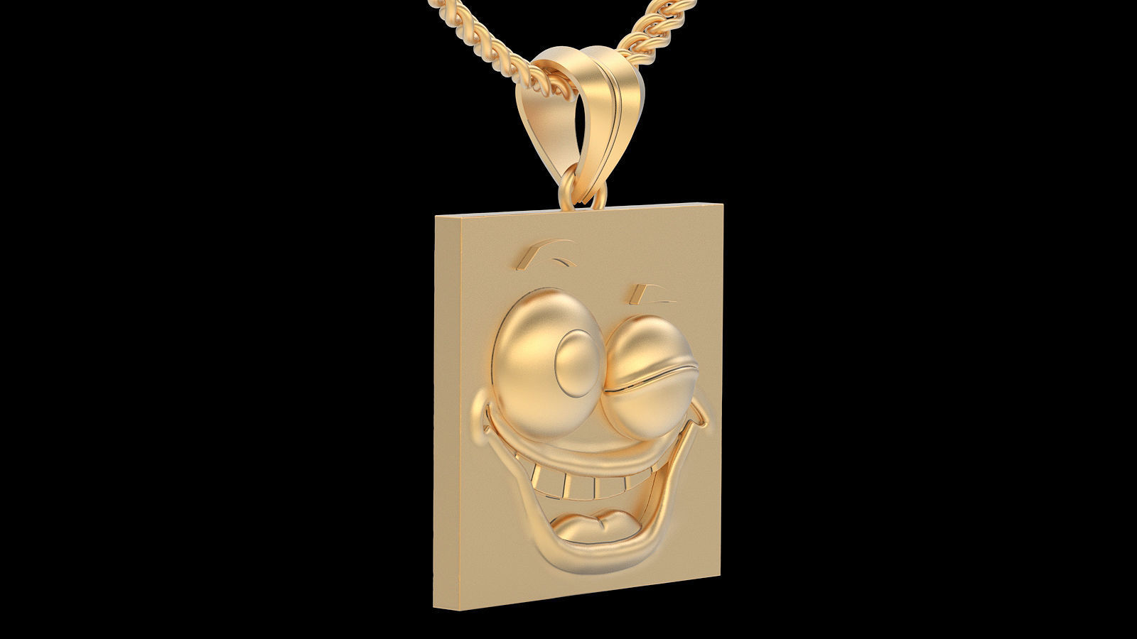 Emoji face comic pendant silver gold jewelry 3D printable model 3D print model_5