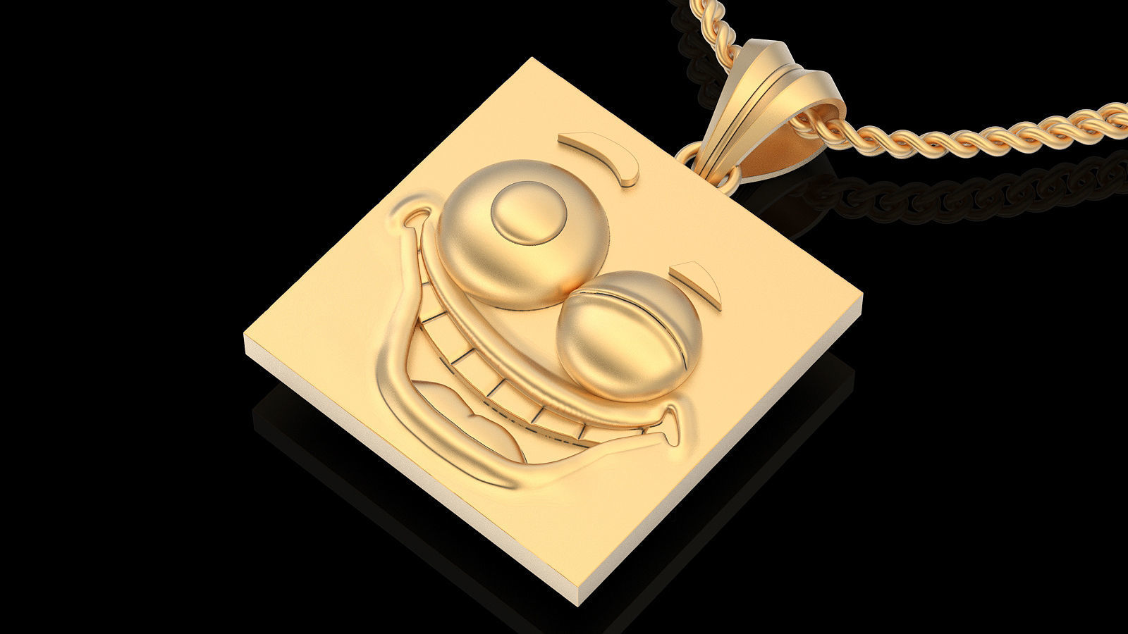 Emoji face comic pendant silver gold jewelry 3D printable model 3D print model_1
