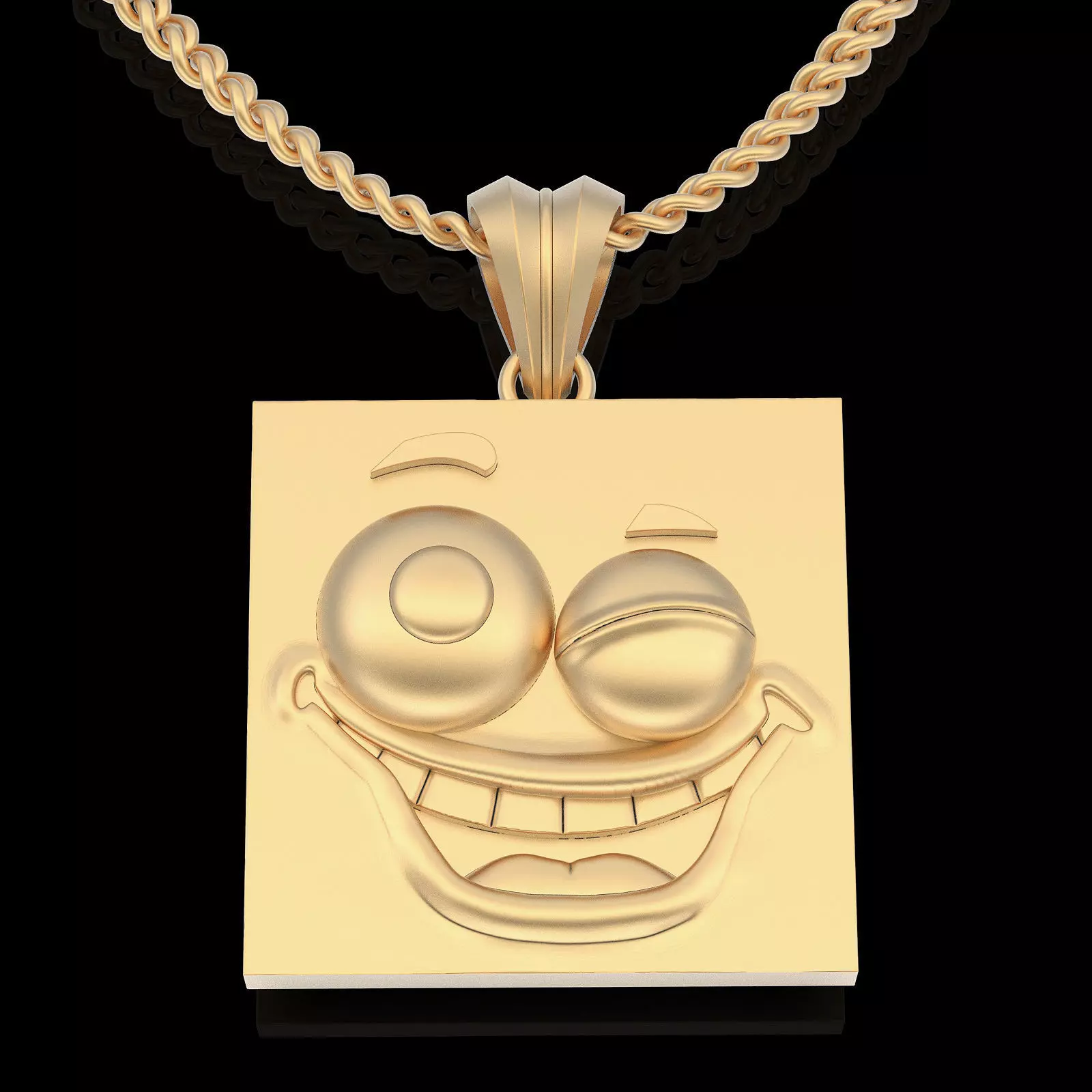 Emoji face comic pendant silver gold jewelry 3D printable model 3D print model_0