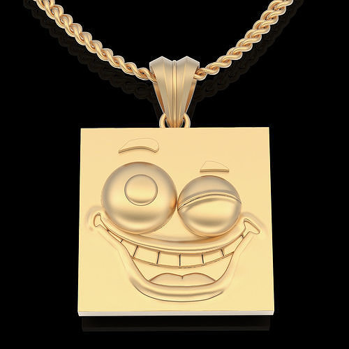 Emoji face comic pendant silver gold jewelry 3D printable model 3D print model