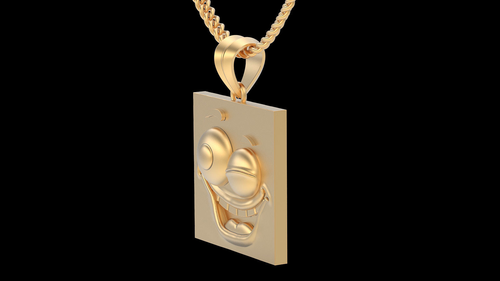 Emoji face comic pendant silver gold jewelry 3D printable model 3D print model_4