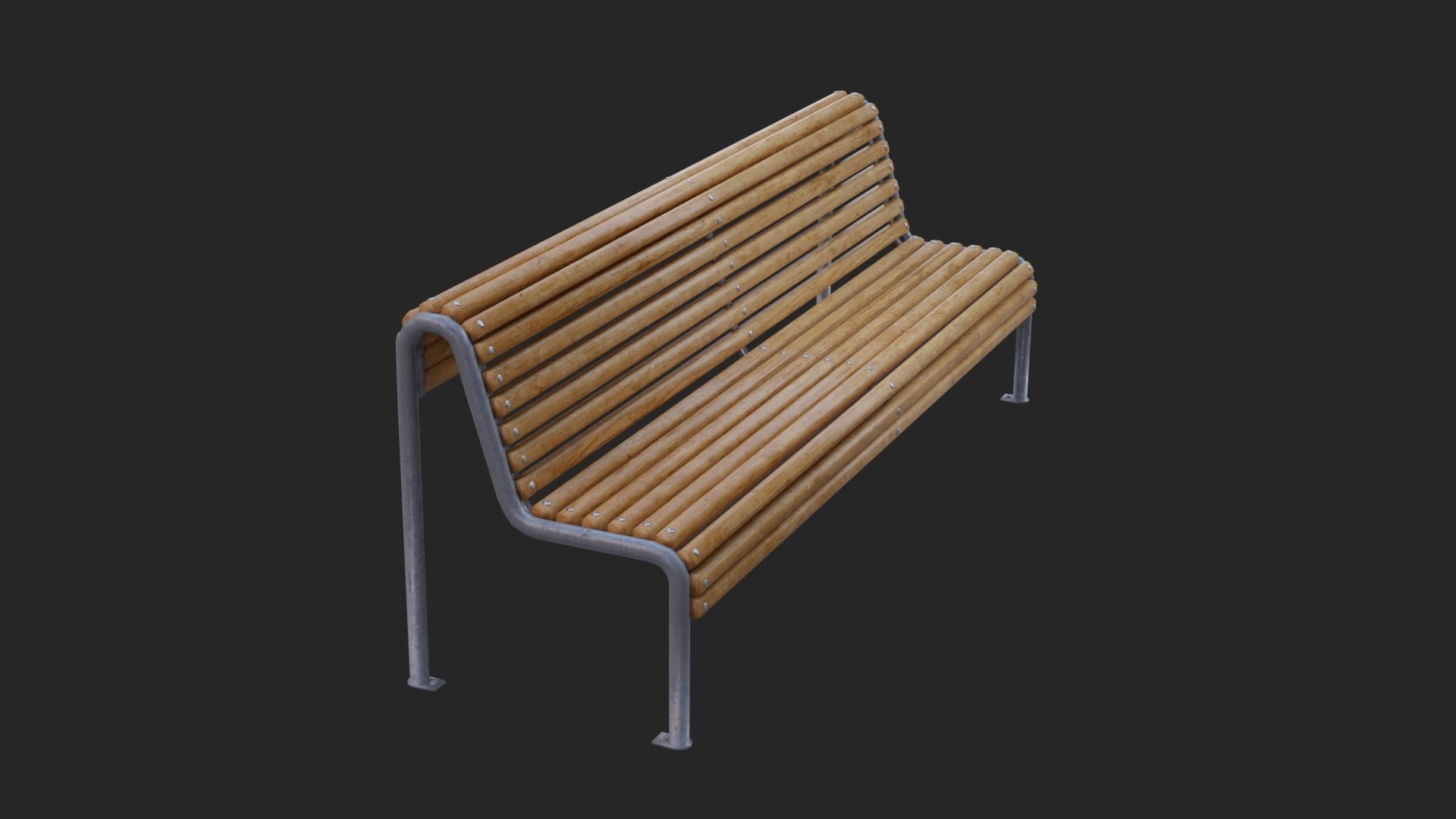 Ciutat Barcelona Bench Low-poly Low-poly 3D model_1