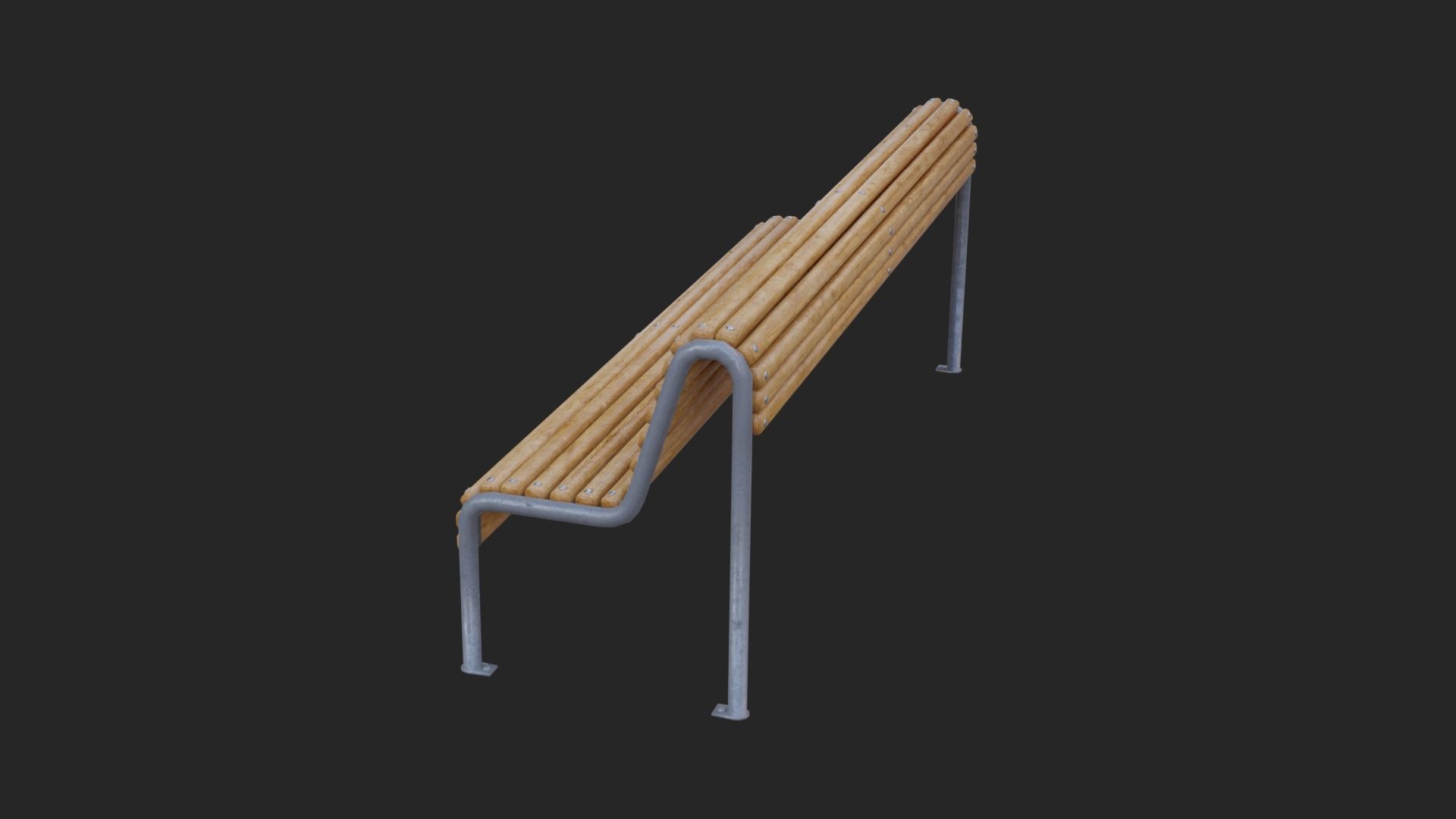 Ciutat Barcelona Bench Low-poly Low-poly 3D model_7