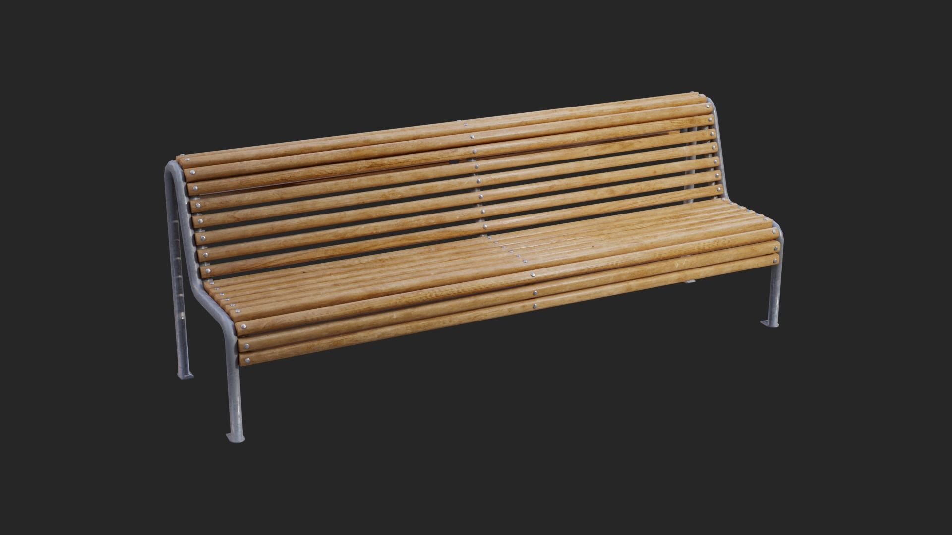 Ciutat Barcelona Bench Low-poly Low-poly 3D model_5