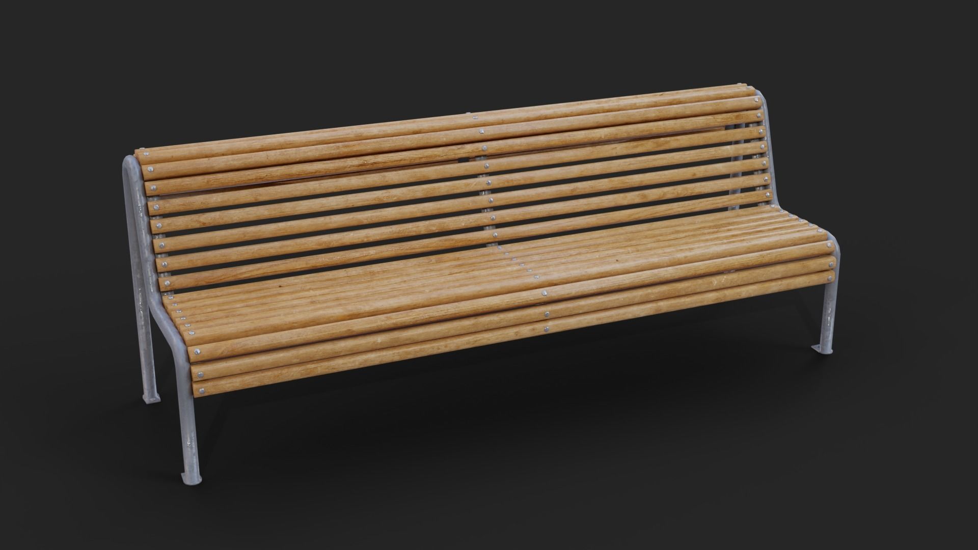 Ciutat Barcelona Bench Low-poly Low-poly 3D model_3