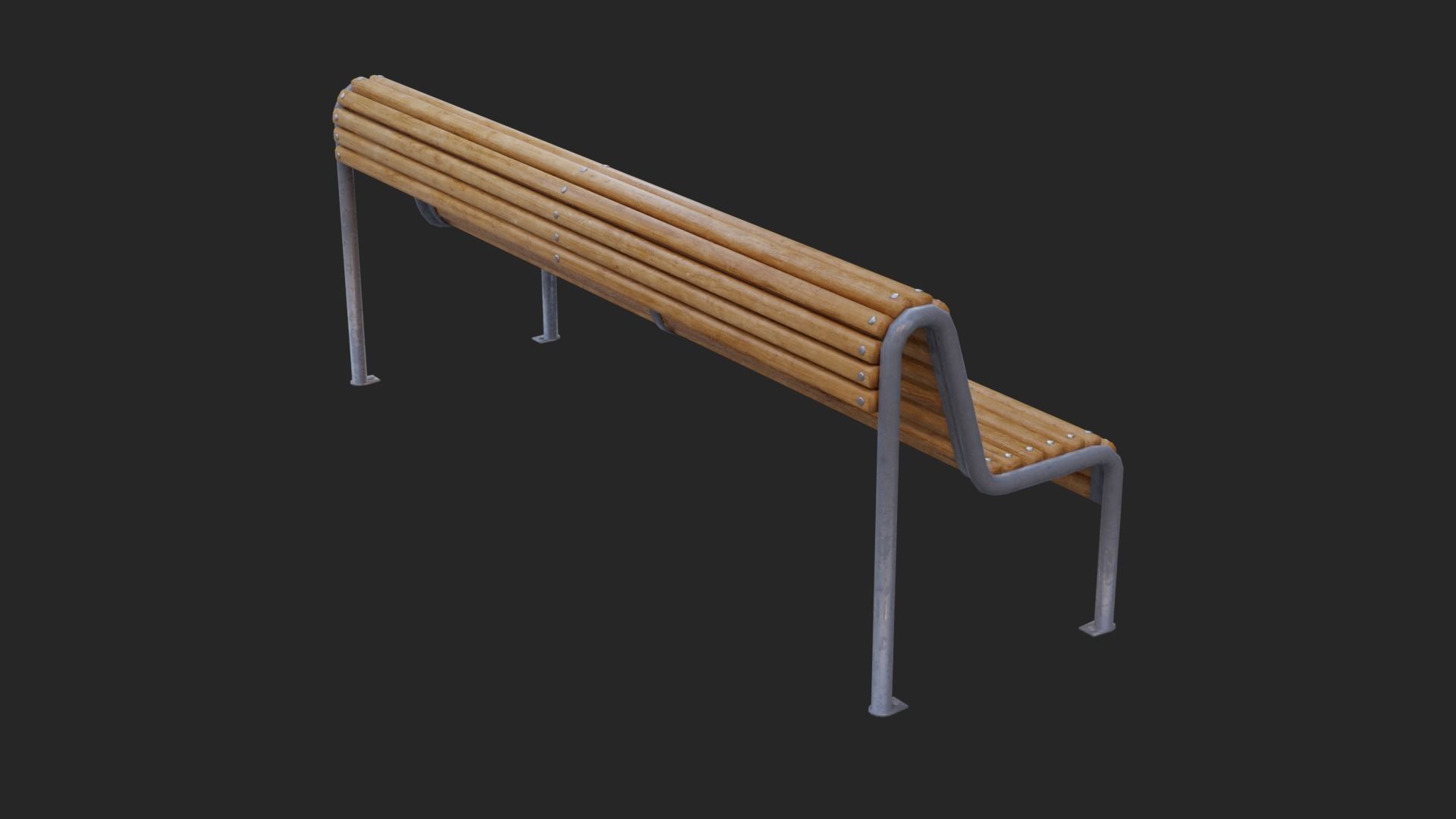 Ciutat Barcelona Bench Low-poly Low-poly 3D model_4