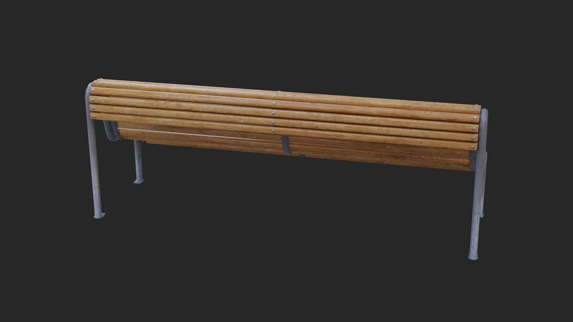 Ciutat Barcelona Bench Low-poly Low-poly 3D model_2