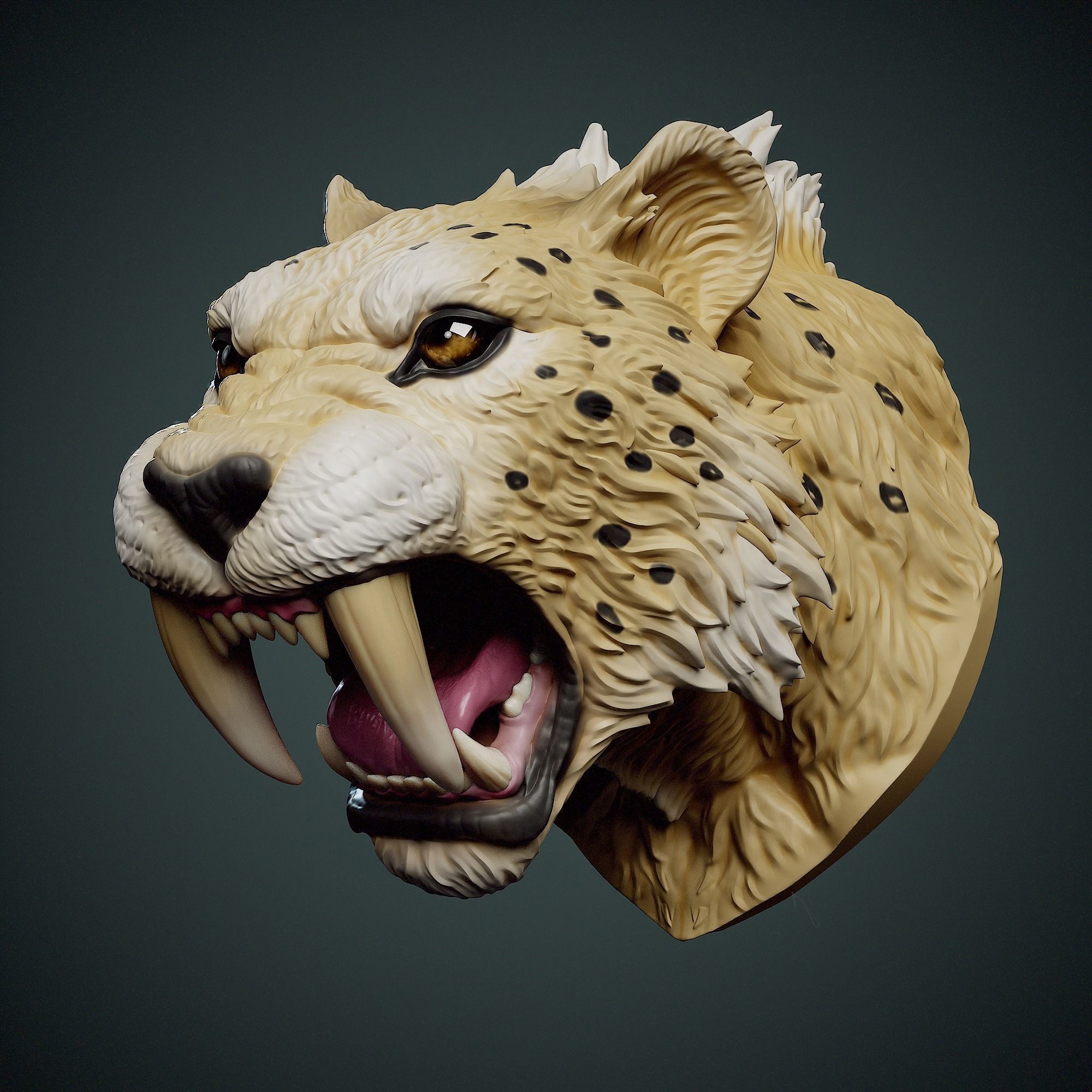 Smilodon Head  3D print model_2