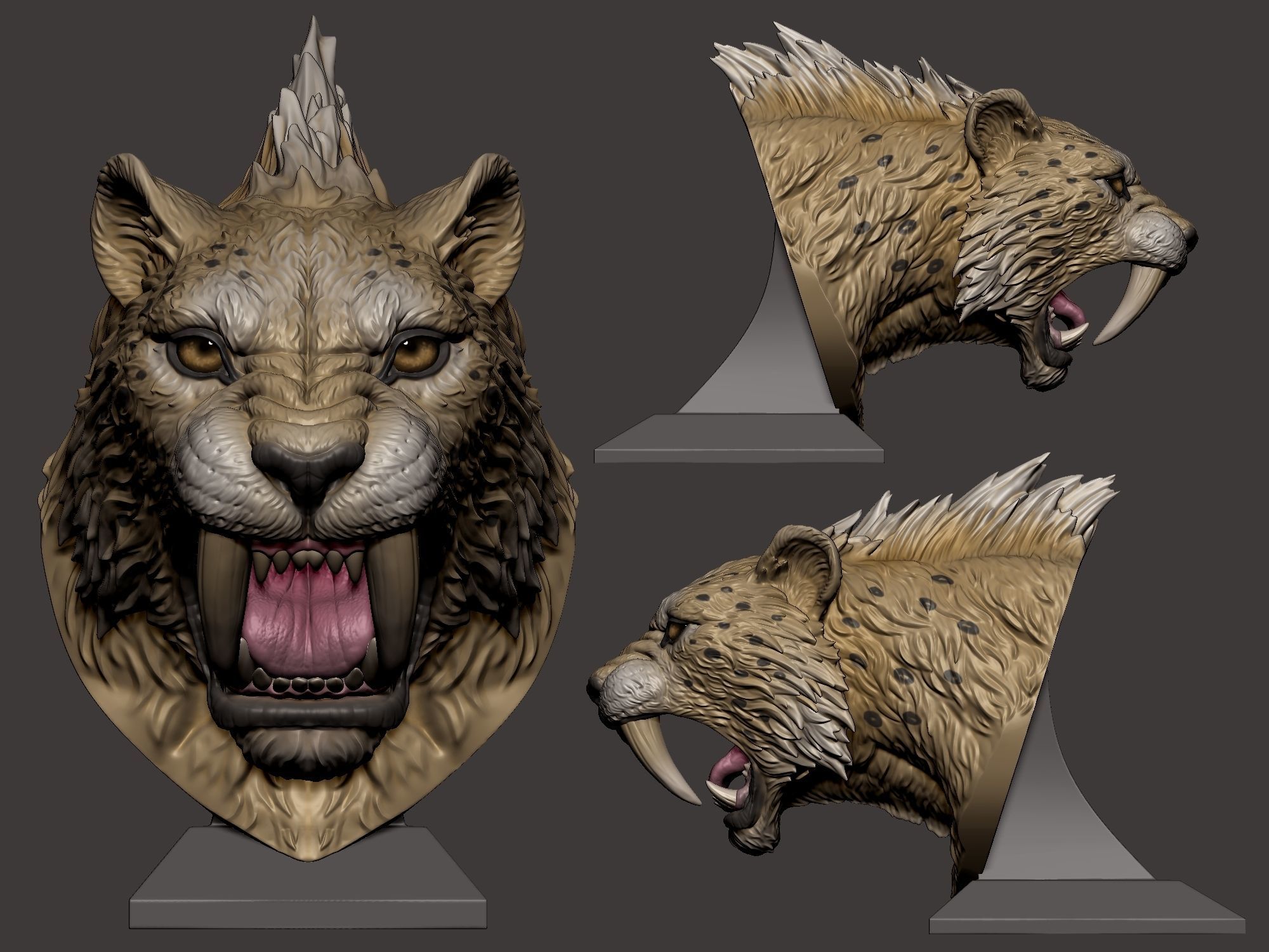 Smilodon Head  3D print model_7