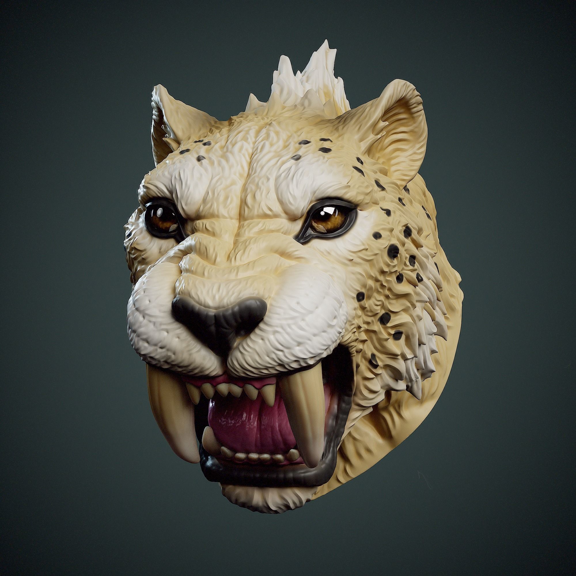 Smilodon Head  3D print model_4