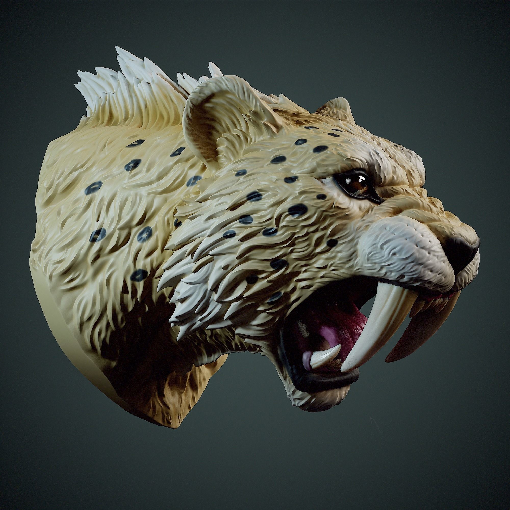 Smilodon Head  3D print model_3