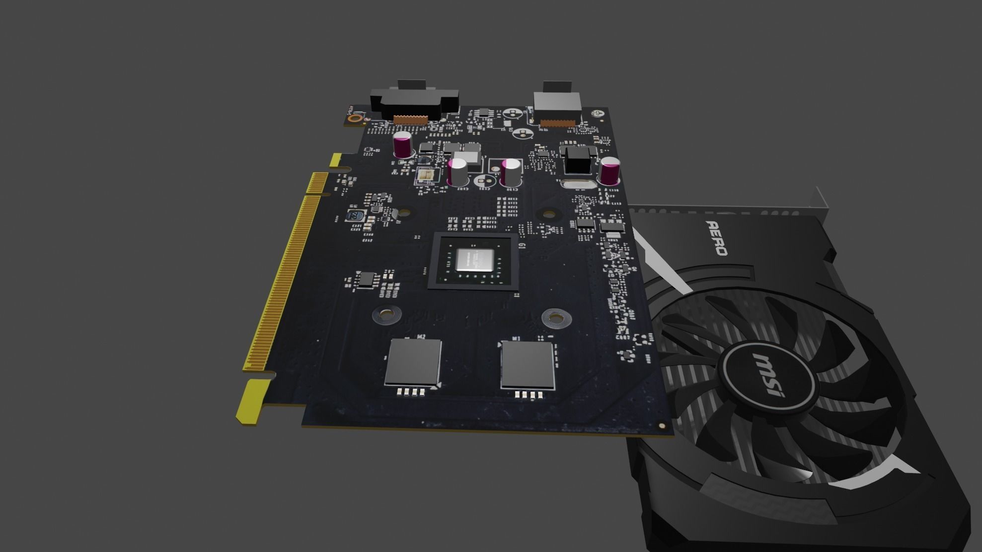 MSI Aero ITX NVIDIA GT 1030 Graphics card Free low-poly 3D model_8