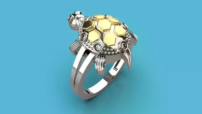Tortoise jewelry RIng 3D print model