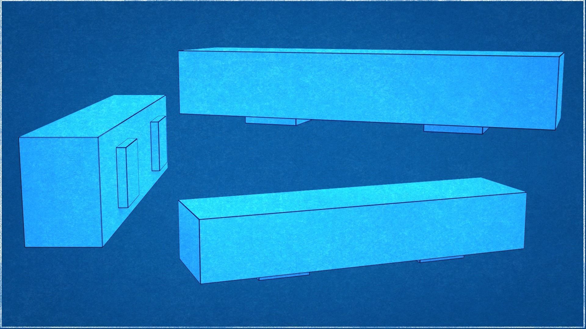 Collection of two Concrete benches Low-Poly  Low-poly 3D model_10