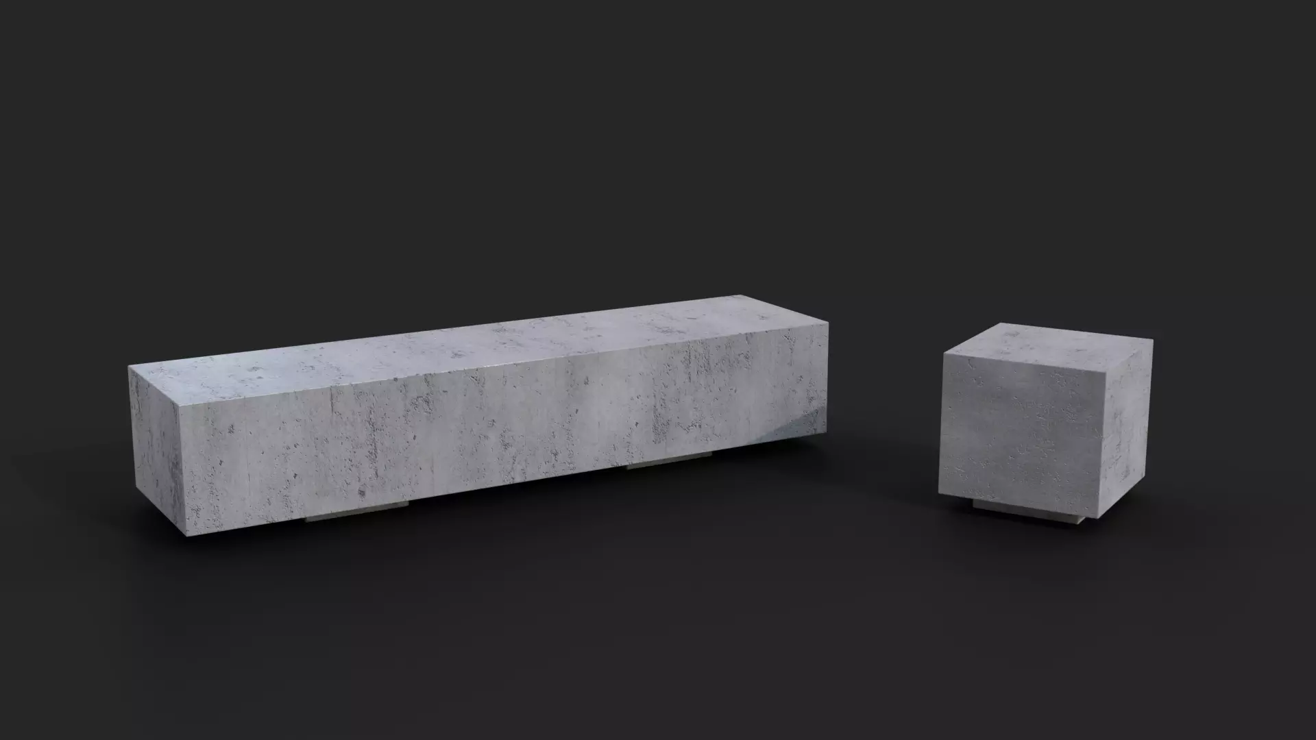 Collection of two Concrete benches Low-Poly  Low-poly 3D model_0