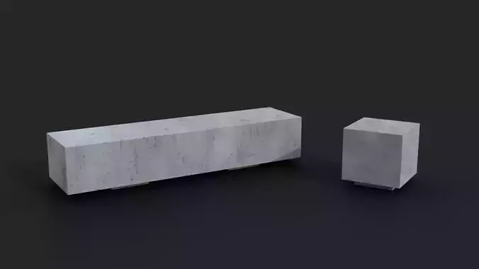 Collection of two Concrete benches Low-Poly  Low-poly 3D model