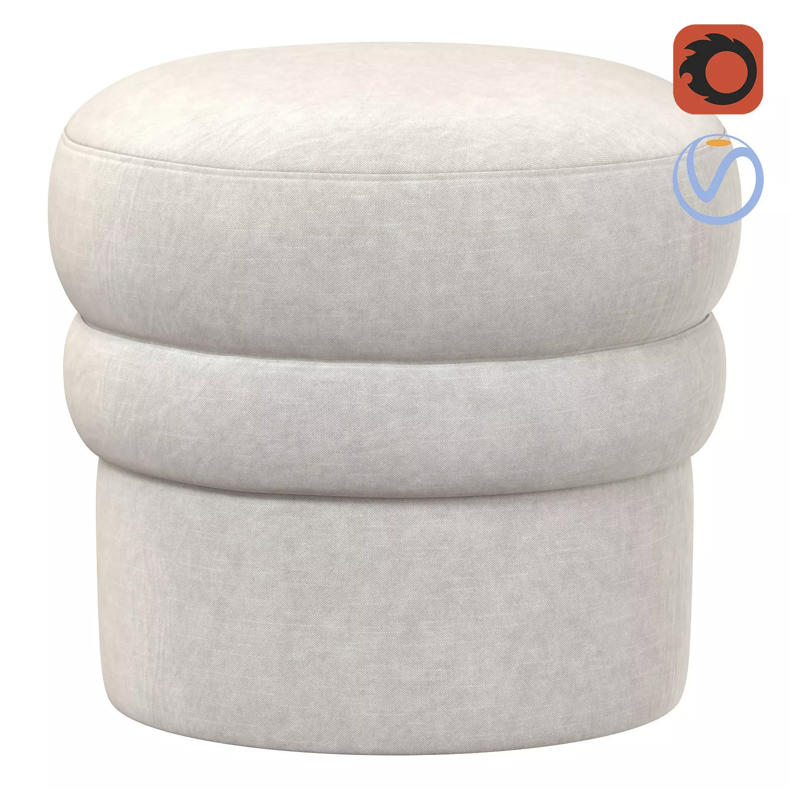  LIFE INTERIORS COLLECTION Monet Ottoman round pouf 3D model_0