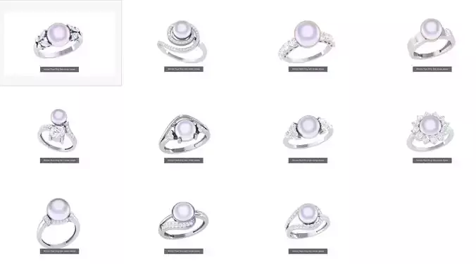 11 Women Pearl Ring 3dm render details 