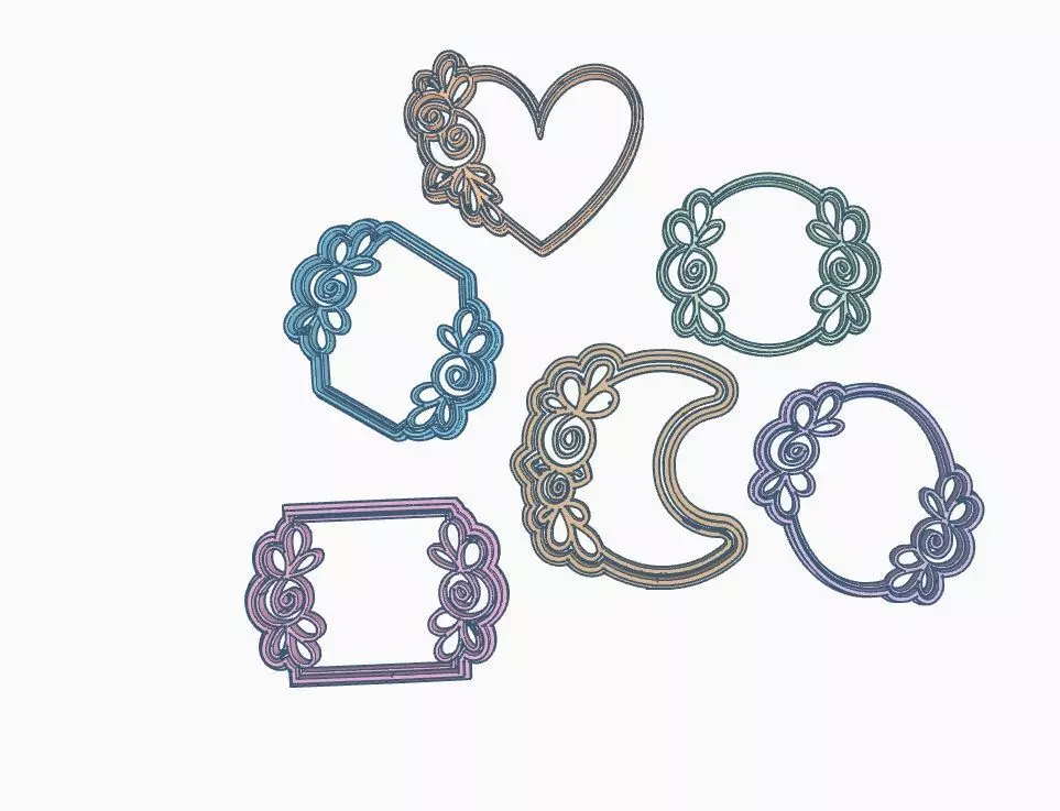 CORTANTES CARTEL MARCO GEOMeTRICO FLORAL COOKIES GALLETITAS 3D print model_0