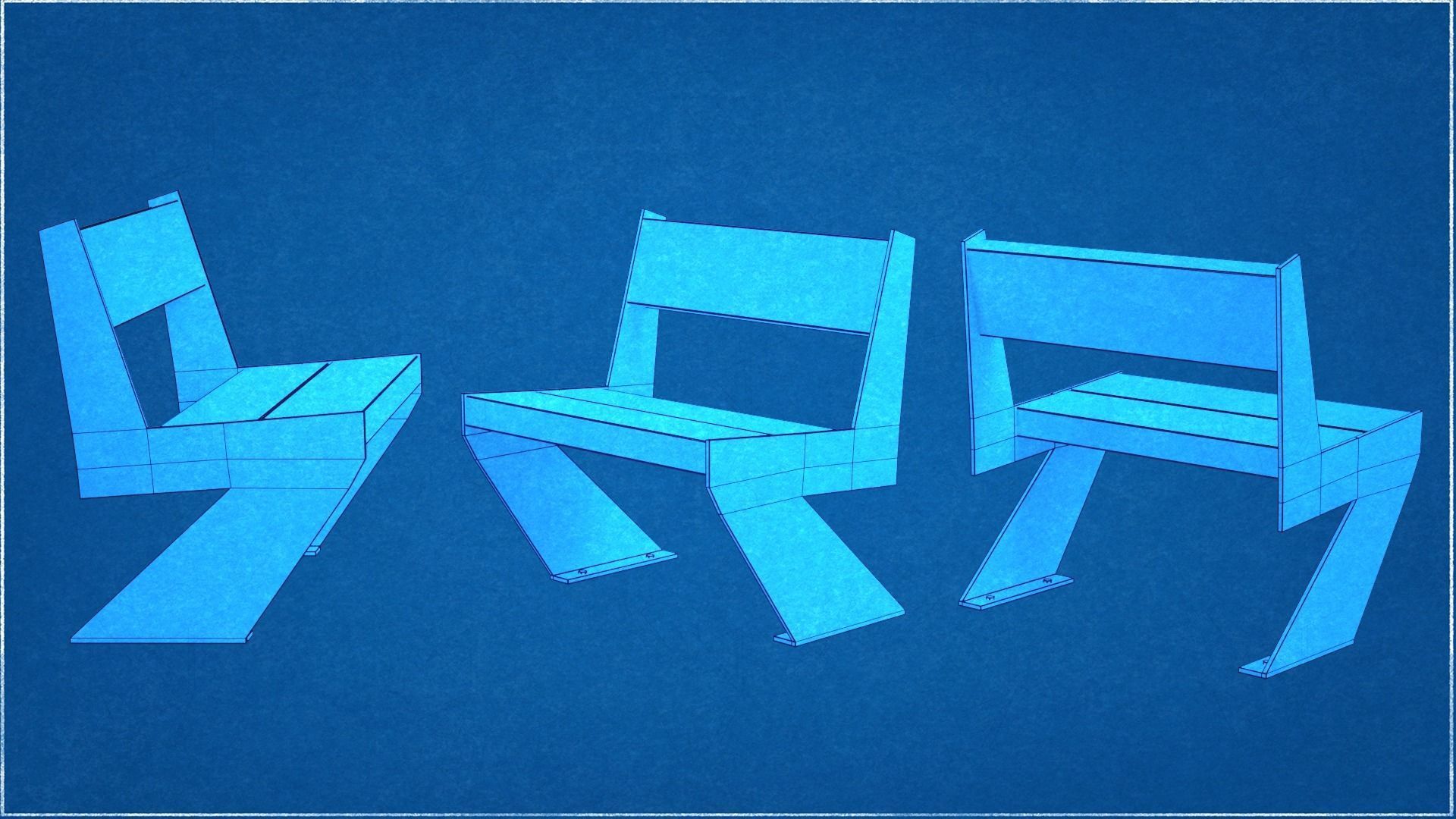 Collection of two Mediterraneo benches Low-Poly  Low-poly 3D model_9