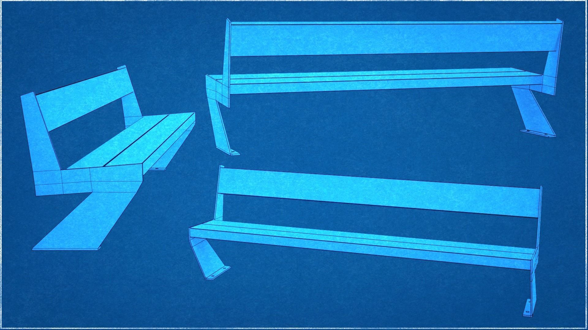 Collection of two Mediterraneo benches Low-Poly  Low-poly 3D model_10