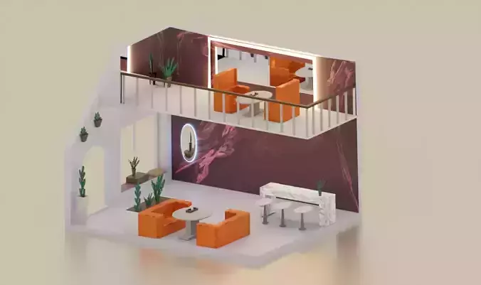 3d isometric lounge