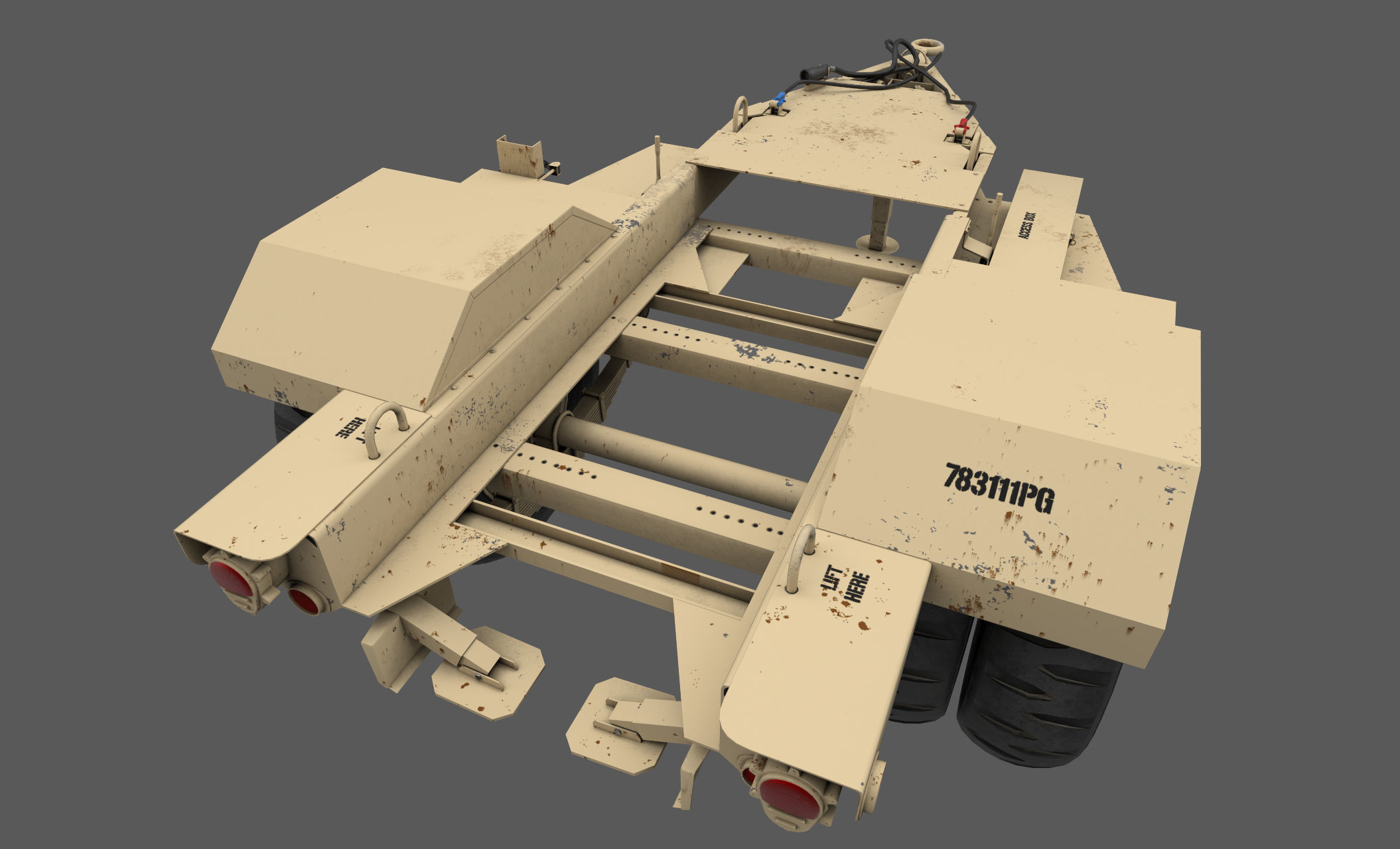 Power Generator Trailer  Low-poly 3D model_4