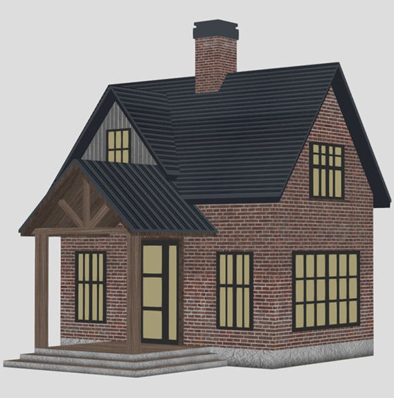 American Style Cottage - Town House Model Low-poly 3D model_8