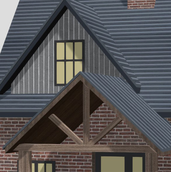 American Style Cottage - Town House Model Low-poly 3D model_4