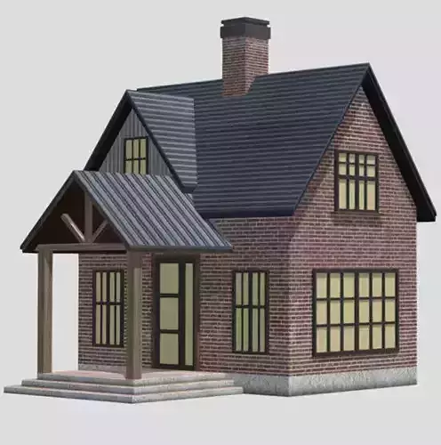 American Style Cottage - Town House Model Low-poly 3D model