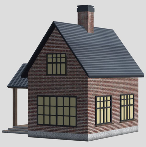 American Style Cottage - Town House Model Low-poly 3D model_3