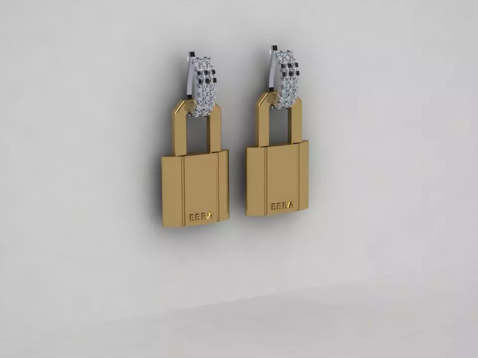 lock earrings 3D print model