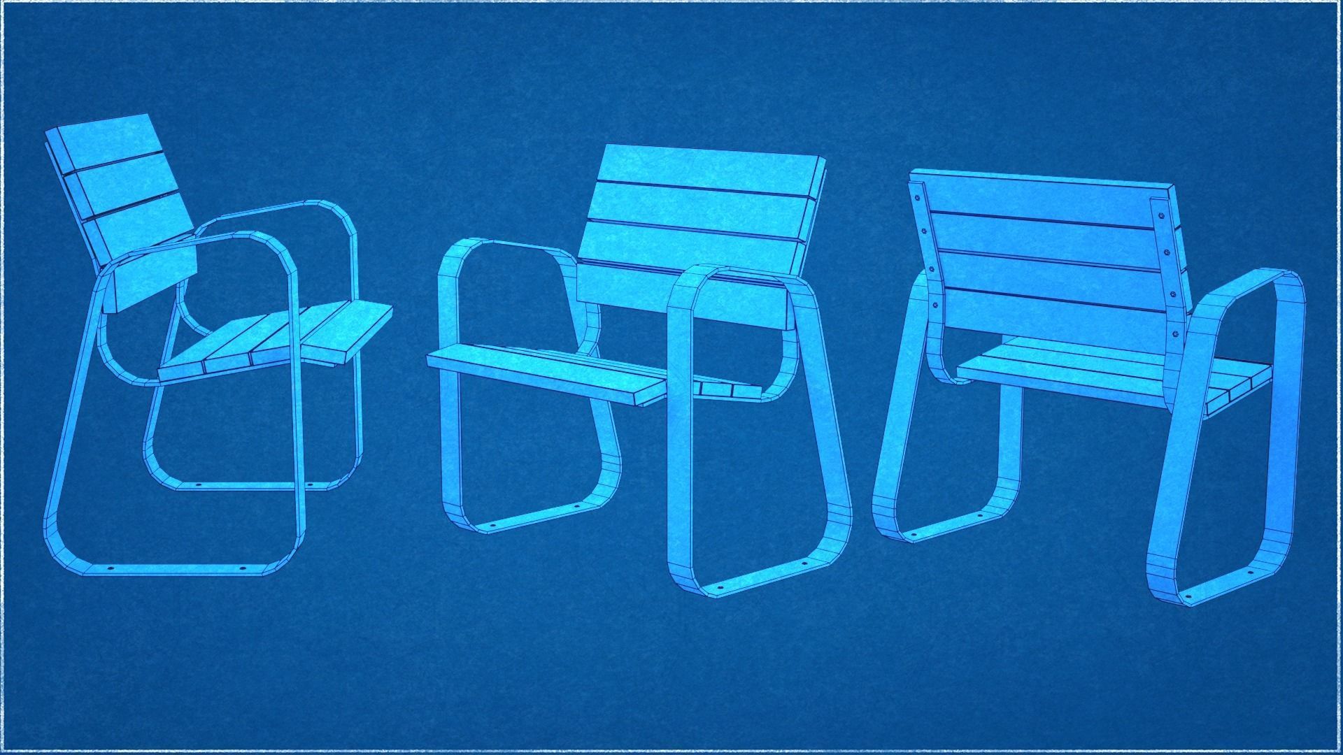 Collection of two Marina benches Low-Poly Low-poly 3D model_9